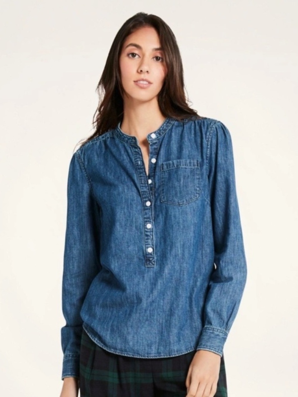 Brooks Brothers Chambray Denim Popover Shirt Blue Size 12